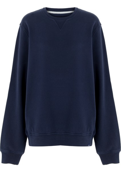 White And Simple Erkek Lacivert 100% Pamuk Unisex Sweatshirt
