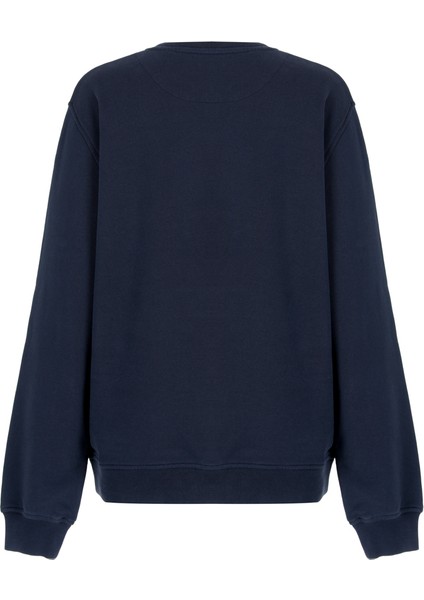 White And Simple Erkek Lacivert 100% Pamuk Unisex Sweatshirt