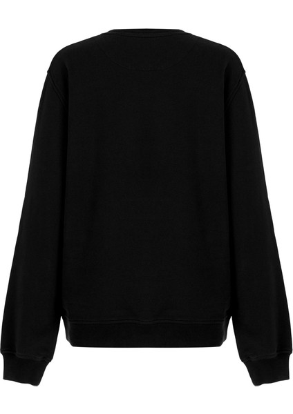 White And Simple Erkek Siyah 100% Pamuk Unisex Sweatshirt
