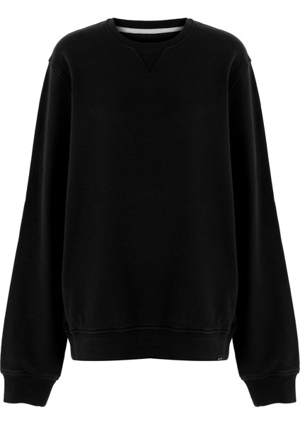 White And Simple Erkek Siyah 100% Pamuk Unisex Sweatshirt