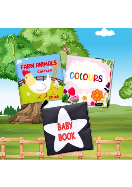 3 Kitap Tox Ingilizce Çiftlik Hayvanları , Renkler ve Siyah-Beyaz Bebek Kumaş Sessiz Kitap E119 E129 E136 - Bez Kitap , Eğitici Oyuncak , Yumuşak ve Hışırtılı indirimleri