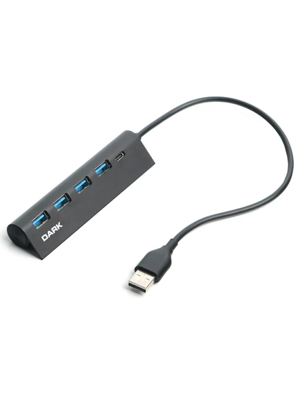 USB Type-A to 1xUSB Type-C Şarj + 4xUSB 2.0 Çoklayıcı HUB (DK-AC-USB346)