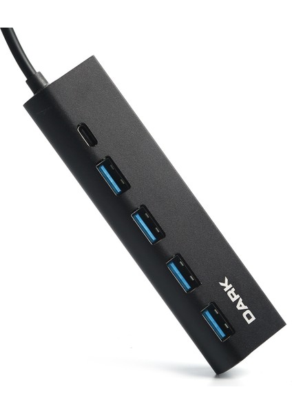 USB Type-A to 1xUSB Type-C Şarj + 4xUSB 2.0 Çoklayıcı HUB (DK-AC-USB346)