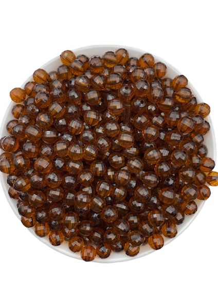 8mm Kahverengi Akrilik Dünya Model Boncuk,takı , Çanta Yapım Boncuğu (50GR,~200 Adet)