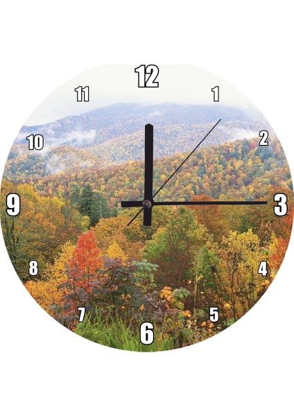 Cakatablo Appalachian Dağlarında Sonbahar Renkleri Duvar Saati (Çap 30X30 Cm)