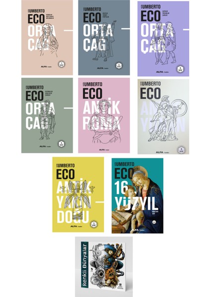 Umberto Eco 8 Kitap Seti Takım Ciltli & Renkli Dünyalar