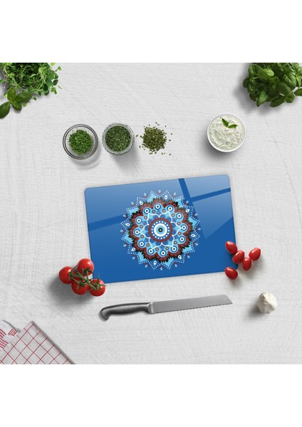 Cam Kesme Tahtası - Cam Kesme Tablası | Mandala Nazar Boncuğu | 20cm x 30cm