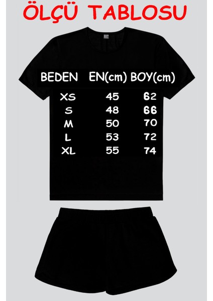 Melek Şeytan Siyah Kısa Kollu Kadın Şort Takımı modelleri