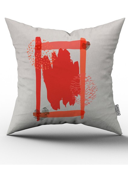Kırmızı Turuncu Modern Harfli Dijital Baskılı Kırlent Yastık Kılıfı CGH670