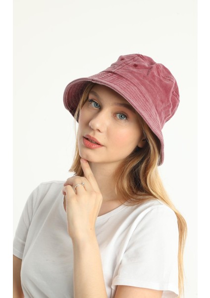 Kadın Balıkçı Eskitme Kova Bucket Şapka