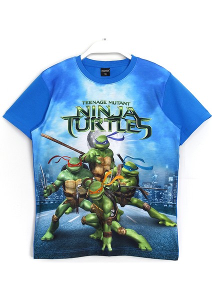 Erkek Çocuk Ninja Turtles 3D Baskılı T-Shirt Mavi