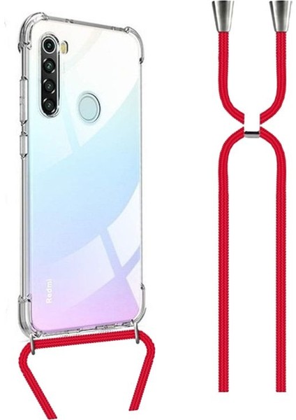 Xiaomi Redmi Note 8 Uyumlu Boyundan Askılı Darbe Emici Şeffaf Silikon Kılıfı