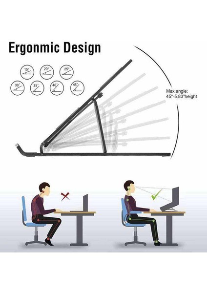 7 Kademeli Ayarlı Katlanabilir Laptop Tablet Standı Siyah