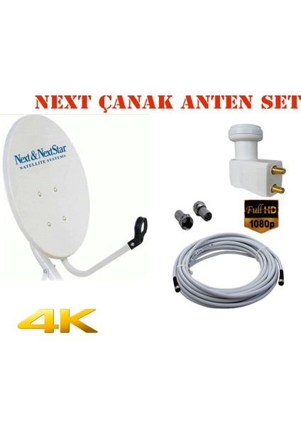 Çanak Anten Set 70 cm Ofset+Hd Tekli LNB1+20M Kablo