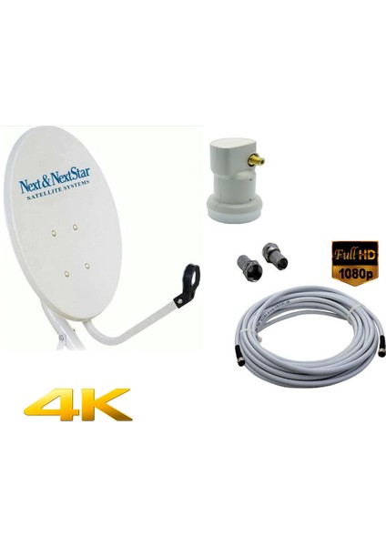 Çanak Anten Set 70 cm Ofset+Hd Tekli LNB1+20M Kablo