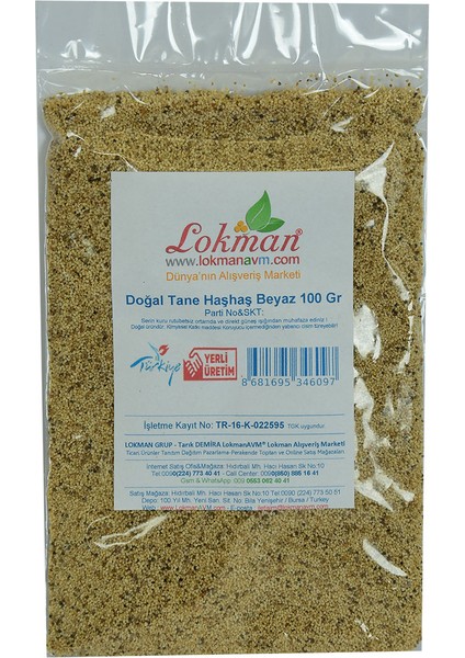 Beyaz Haşhaş Tohumu 100 gr Doğal Tane Yüksek Aroma ve Taze Öğütülmüş fiyatları