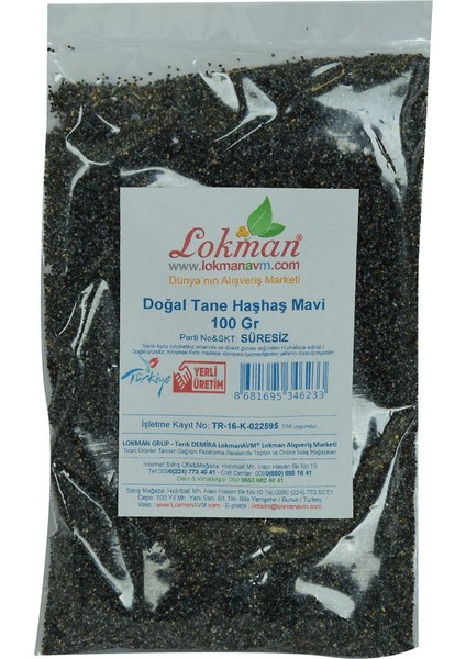 Haşhaş Tohumu Mavi Doğal Tane 100 gr Paket fiyatları