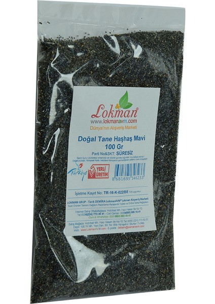 Haşhaş Tohumu Mavi Doğal Tane 100 gr Paket modelleri