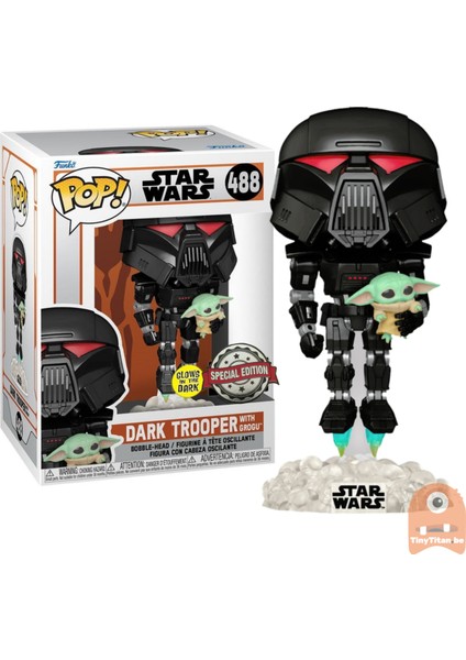 Pop Figür - Star Wars: Mandalorian - Dark Trooper With Child Glow Special Edition