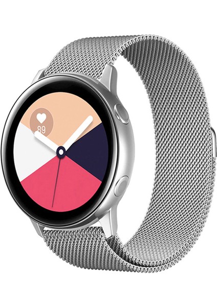 Samsung Galaxy Watch 5 ve Watch 4 Uyumlu Loop Metal Hasır Kordon 20mm (Gümüş)