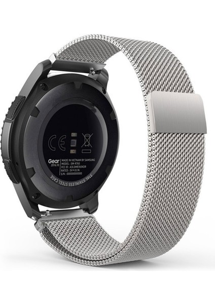 Samsung Galaxy Watch 5 ve Watch 4 Uyumlu Loop Metal Hasır Kordon 20mm (Gümüş)