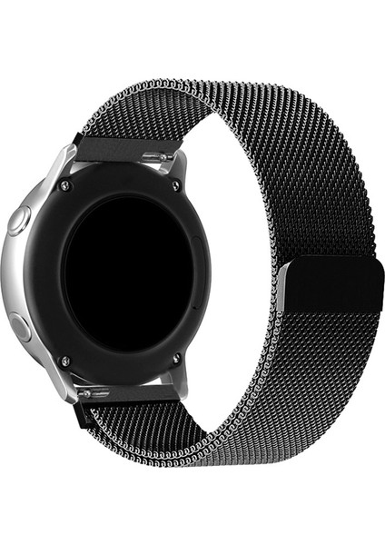 Samsung Galaxy Watch Active 2 Uyumlu Milano Loop Metal Hasır Kordon 20MM (Siyah)