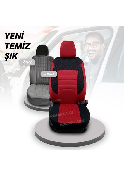 Megane1 Gofrajlı Oto Koltuk Logolu Kılıfı Seti