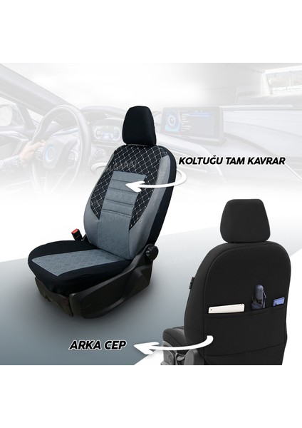 Seat Toleda Gofrajlı Oto Koltuk Logolu Kılıfı Seti