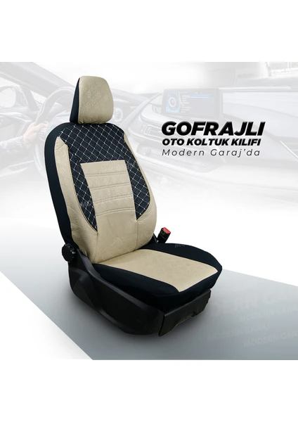 Modern Garaj Daewoo Nexia Gofrajlı Oto Koltuk Logolu Kılıfı Seti