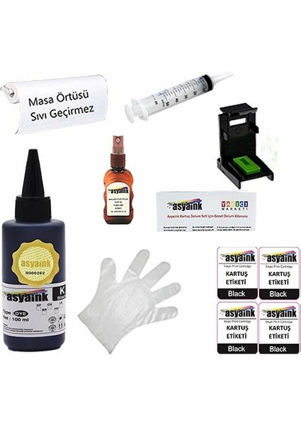 Hp 652 Uyumlu Siyah Kartuş Dolum Seti