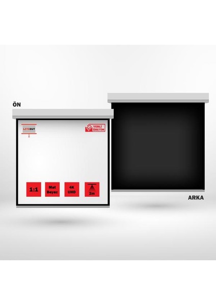 LiteOut 200x200 cm Motorlu Kumandalı Projeksiyon Perdesi