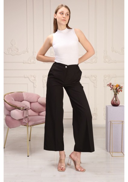 Yandan Cepli Arka Lastikli Kumaş Pantolon