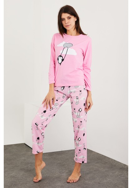 Baskılı Uzun Kol Pijama Takım