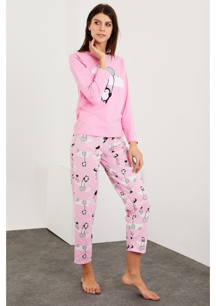 Baskılı Uzun Kol Pijama Takım