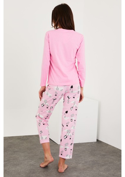 Baskılı Uzun Kol Pijama Takım