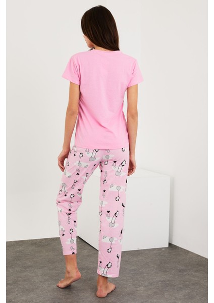 Baskılı Kısa Kol Pijama Takım