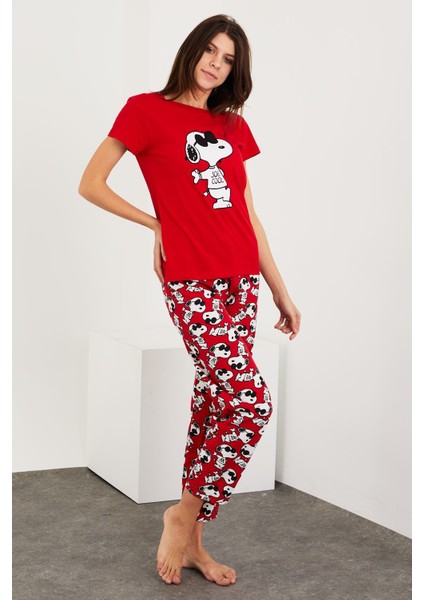 Baskılı Kısa Kol Pijama Takım