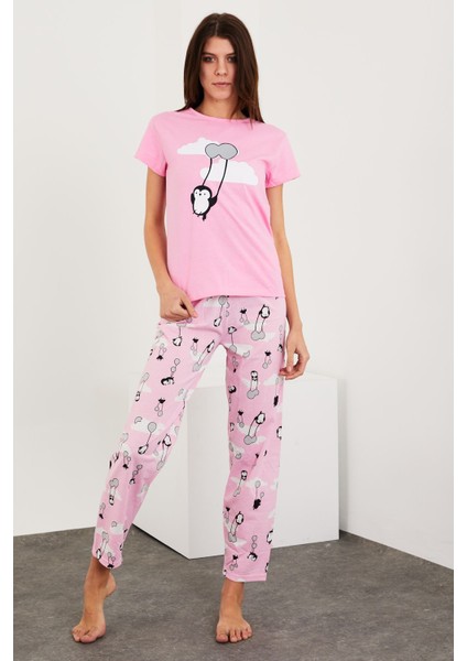 Baskılı Kısa Kol Pijama Takım