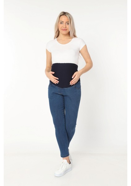 Bilekte Dar Paça Hamile Kot Pantolon