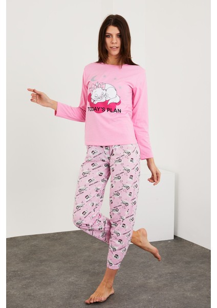 Baskılı Uzun Kol Pijama Takım