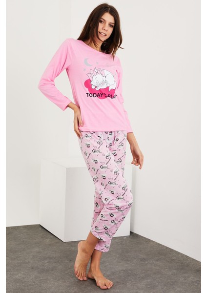 Baskılı Uzun Kol Pijama Takım