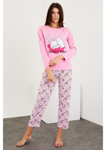 Baskılı Uzun Kol Pijama Takım