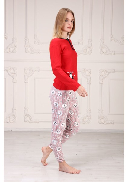 Penguen Baskılı Pijama Takım