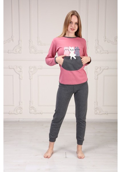 Cepli Baskılı Pijama Takım