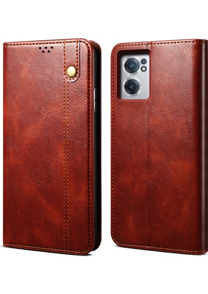 Oneplus Nord Ce 2 5g Için Pu Deri Manyetik Flip Cüzdan Standlı Kapaklı - Kırmızı (Yurt Dışından)
