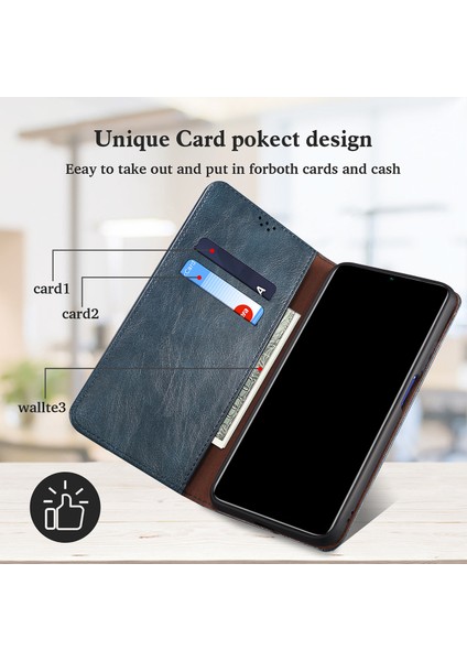 Apple Iphone 13 Mini Için Pu Deri Manyetik Flip Cüzdan Standlı Kapaklı - Mavi (Yurt Dışından)