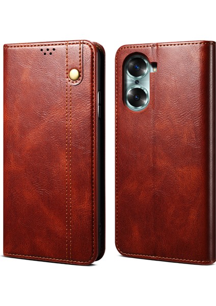 Honor 60 Için Pu Deri Manyetik Flip Cüzdan Standlı Kapaklı - Kırmızı (Yurt Dışından)