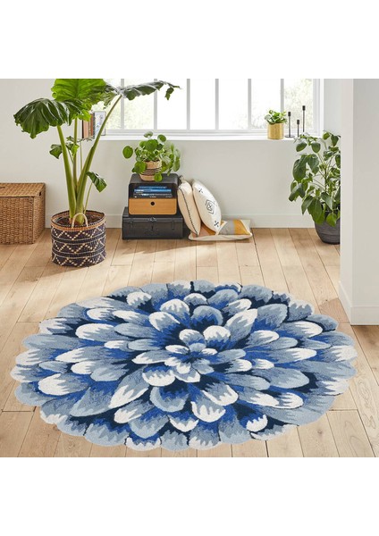 Dijital Baskı Yıkanabilir Kaymaz Taban Yuvarlak Halı RVG7151
