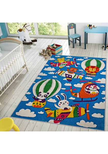 Dijital Baskı Yıkanabilir Kaymaz Taban Çocuk Halısı RVG4032