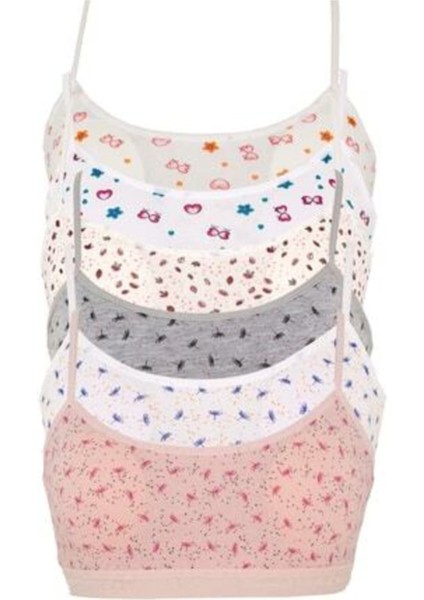 Kadın Renkli Desenli Pedli Ip Askı Yarım Atlet Büstiyer 3lü